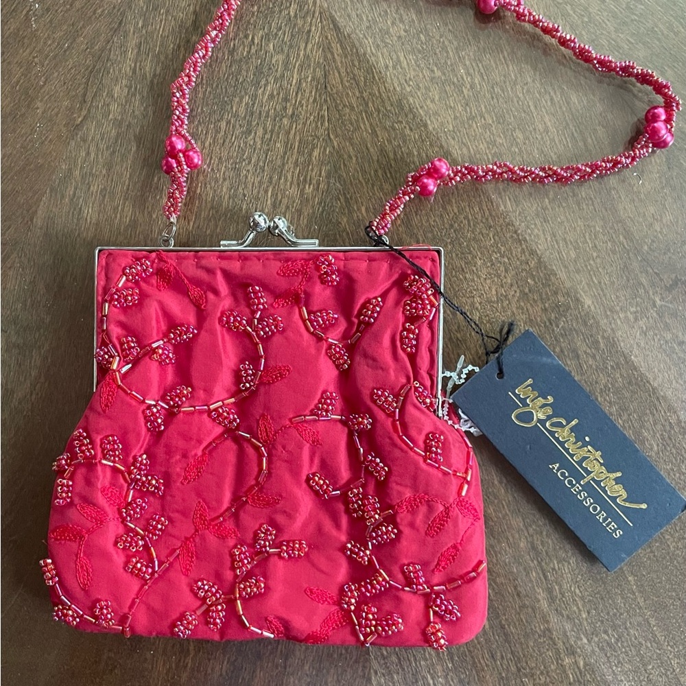Bag Red Beaded. INGE Christopher Vintage. New with tags. adorable. All ages - Picture 2 of 2